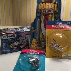 Great Stocking Stuffers! Brain Bogglers, Rocket Balloons, Metal Car Building Kit